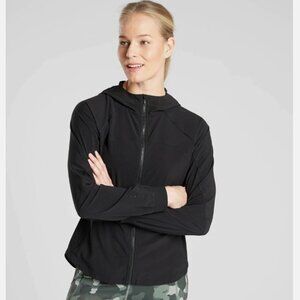 Athleta Run Free Jacket Black Full Zip Pilates Yoga Travel Running Medium